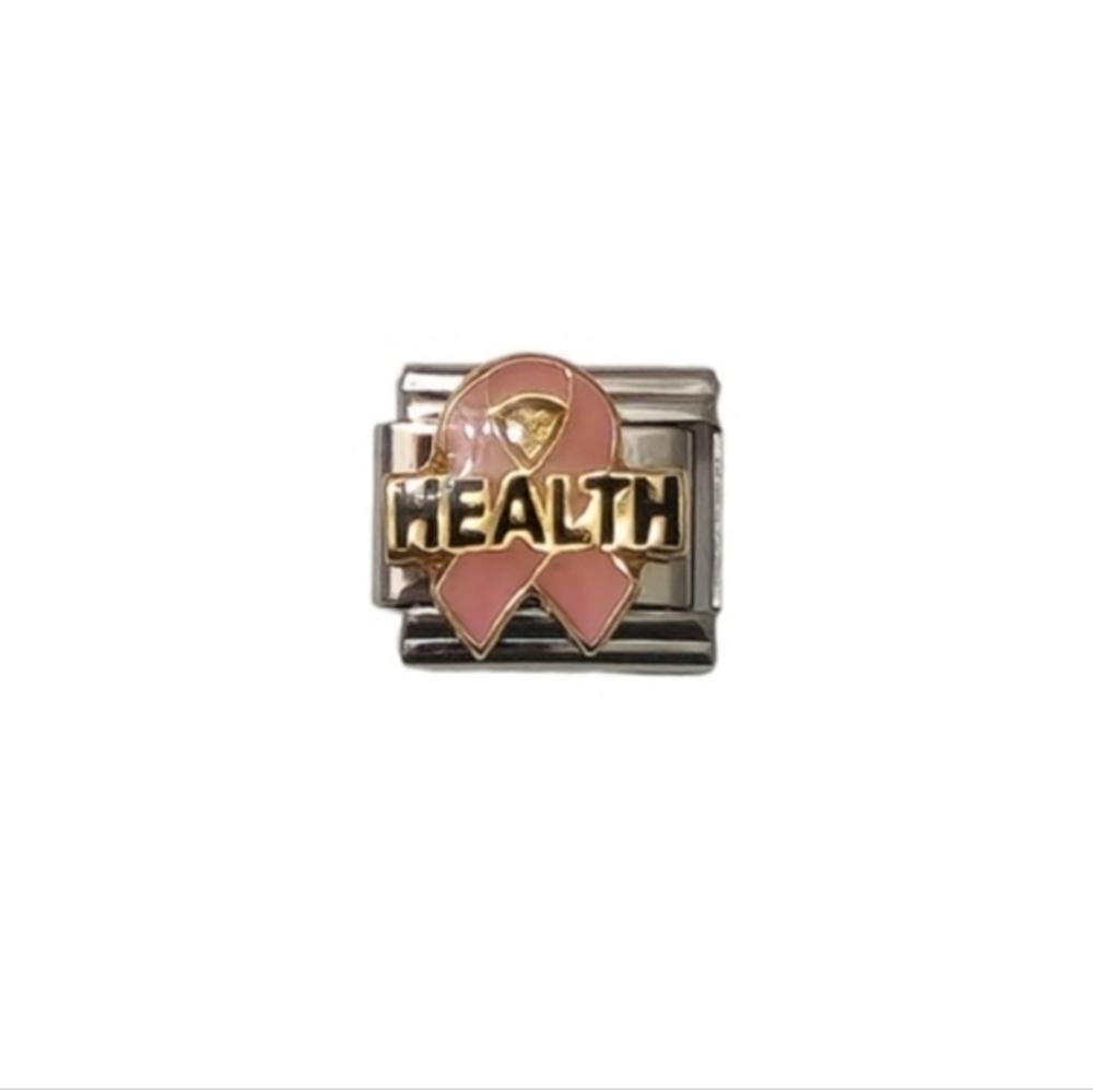 Italian Charmlink for Italian Charm Bracelet Pink Ribbon Breast Health 9mm‎